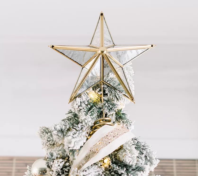 13" Mirrored Gold Trim Star Tree Topper by Lauren McBride | QVC