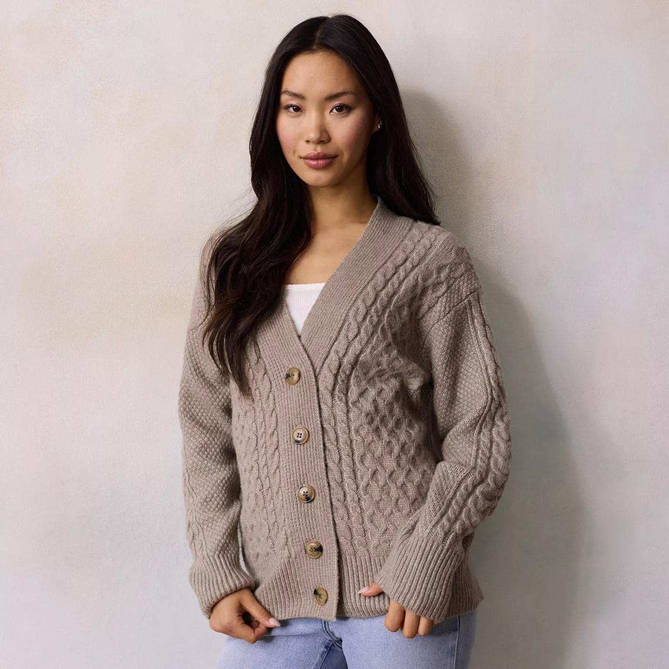 Women's LC Lauren Conrad Cabled Sweater Cardigan | Kohl's