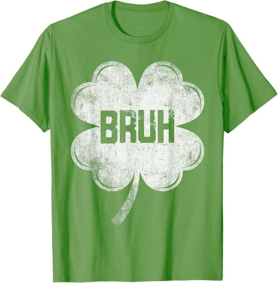 Funny St Patricks Day Bruh Meme Shamrock Teens Boys Kids Men T-Shirt | Amazon (US)