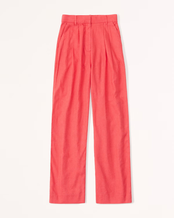 Linen-Blend Tailored Wide Leg Pant | Abercrombie & Fitch (US)