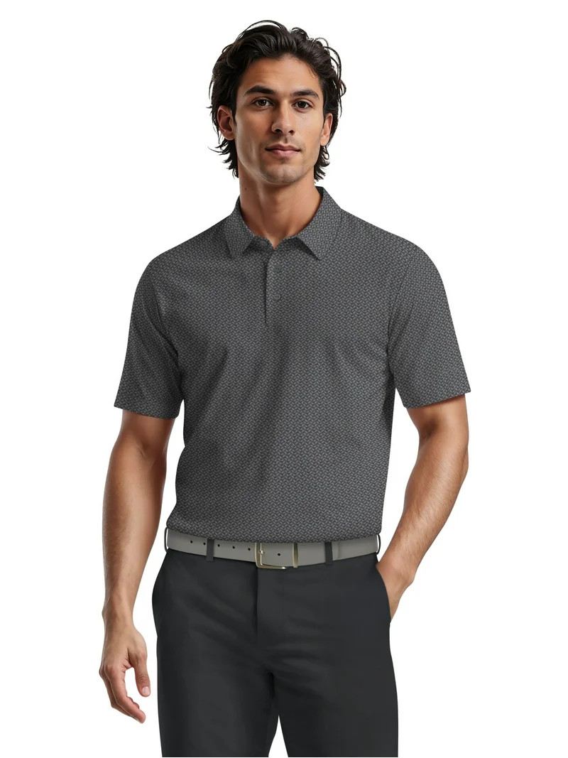 Ben Hogan Men's & Big Men's Performance Mini Geometric Print Short Sleeve Golf Polo Shirt, Sizes ... | Walmart (US)
