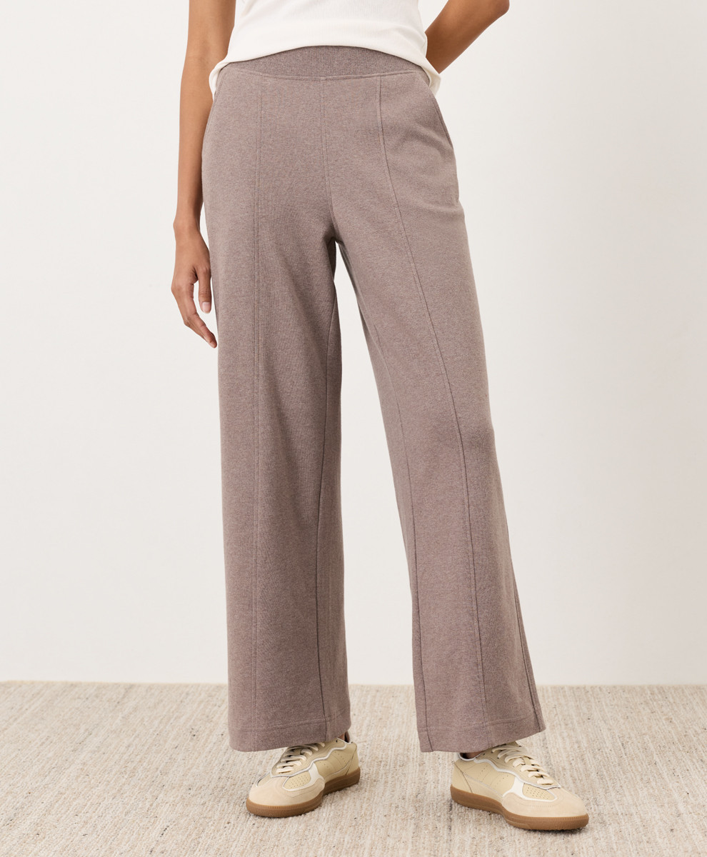 Women's Deep Taupe Heather Airplane Pintuck Wide Leg Pant S6 | Pact Apparel