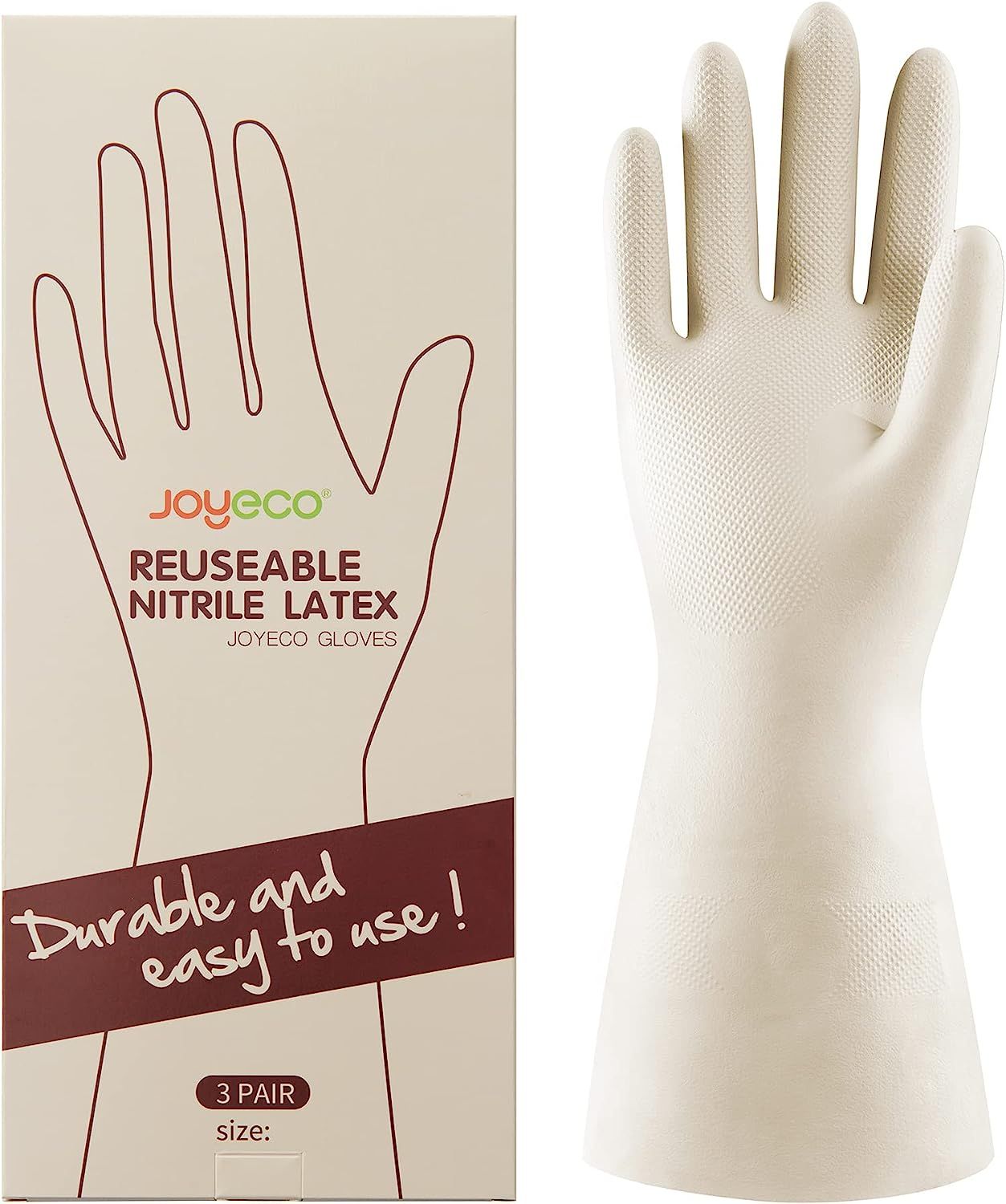 JOYECO Cleaning Gloves Dishwashing Kitchen Gloves Reusable Rubber 3 Pairs | Amazon (US)