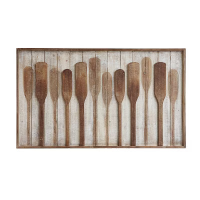 47.2" x 28" Wood Framed Raised Paddles Wall Canvas Art - Storied Home: MDF Embossed Nautical Decor | Target