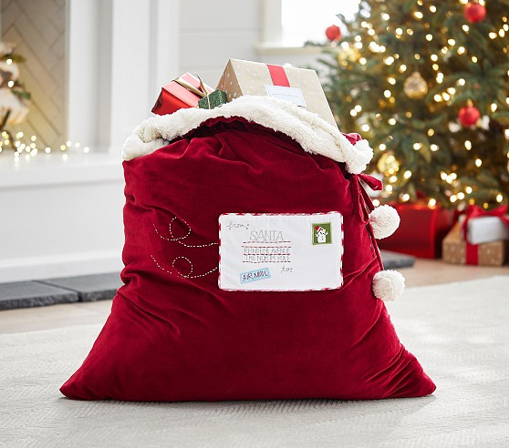 Letters to Santa Red Velvet Santa Bag | Pottery Barn Kids