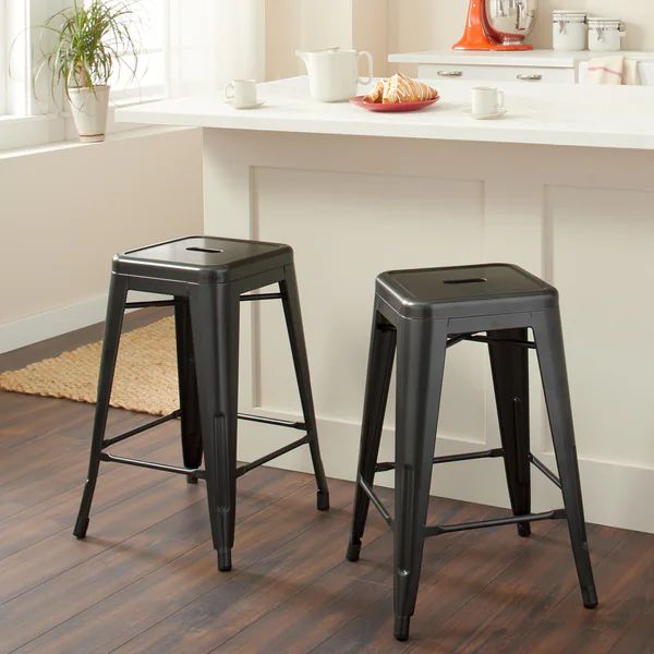Tabouret 24-inch Charcoal Grey Metal Counter Stools (Set of 2) | Bed Bath & Beyond