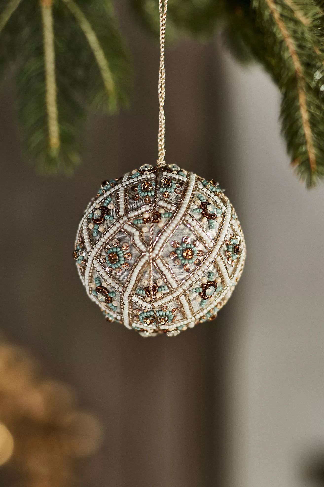 Beaded Fabric Globe Ornament | Anthropologie (US)