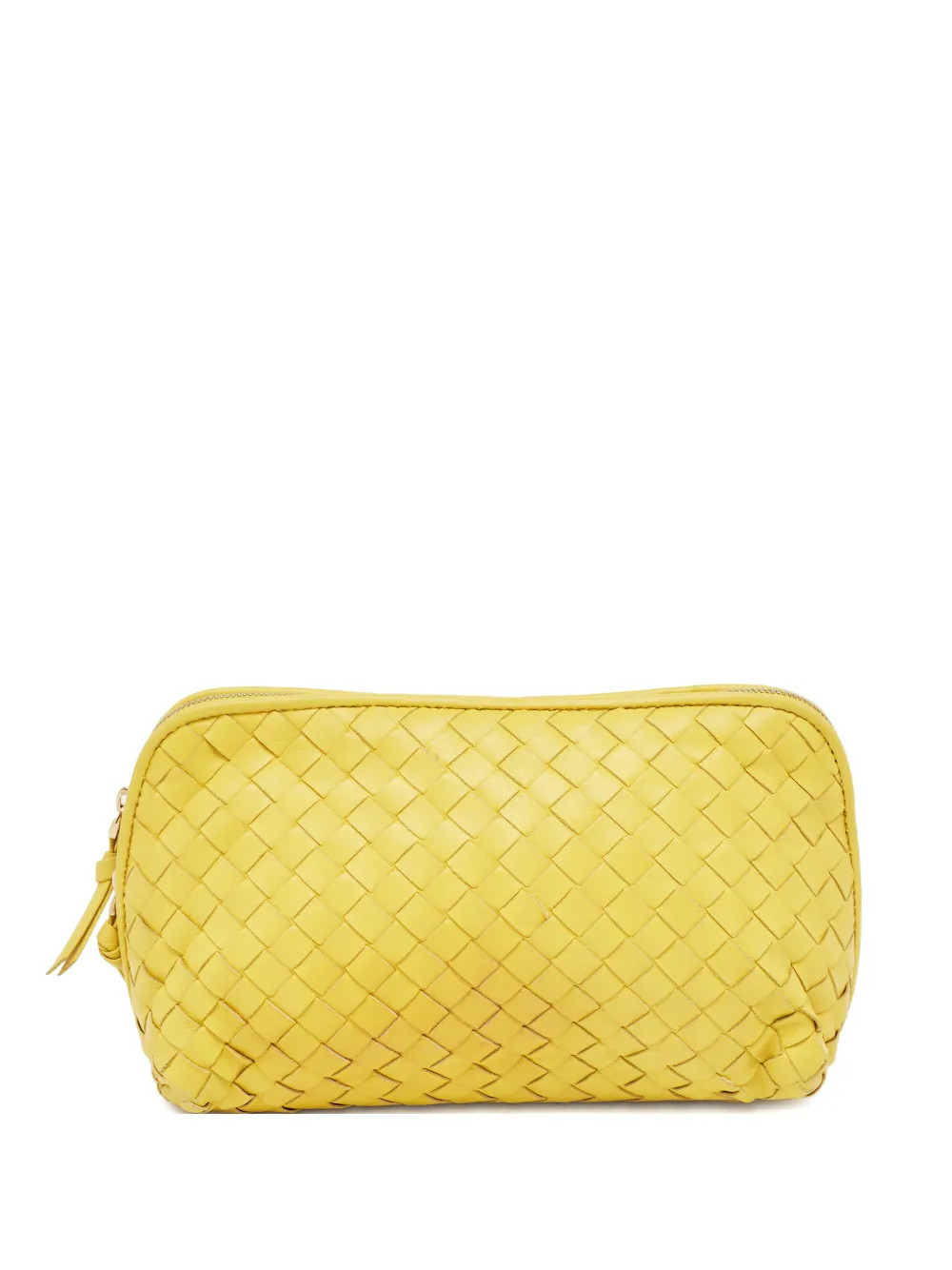 Bottega Veneta Pre-Owned leather zip clutch bag - Yellow | Farfetch Global
