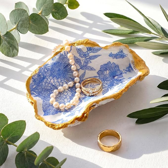 Natural Oyster Ring Trinket Dish Vintage Jewelry Tray for Keys Small Jewelry Holder for Bridal Sh... | Amazon (US)