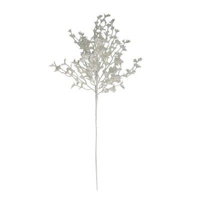 Northlight 26" White Glittered Holly Leaves and Berries Artificial Christmas Spray | Target