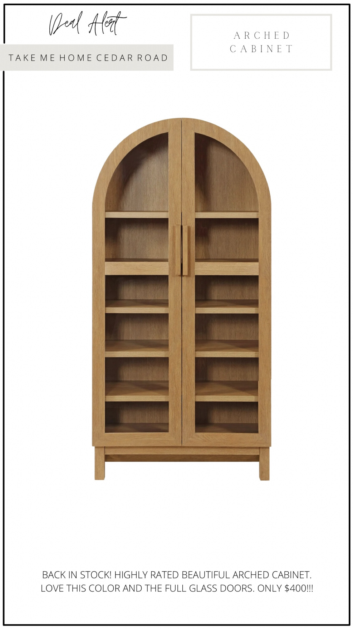 Back in stock! Arched cabinet from Walmart. Amazing price! Comes in black as well.

Arched cabinet, cabinet, Walmart home, Walmart finds 

#LTKHome