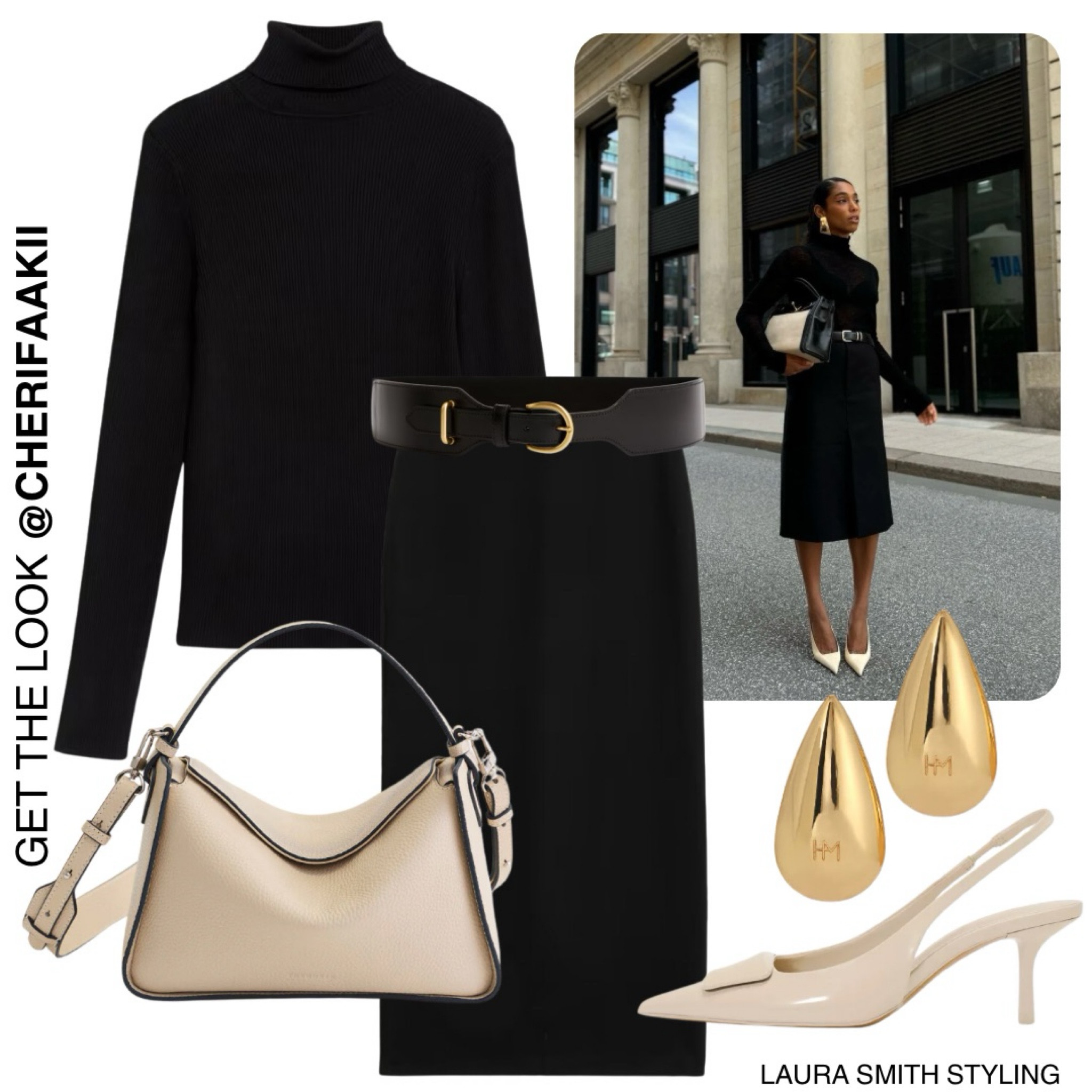 A monochrome workwear outfit for those extra special meetings. 

Including roll neck top, pencil skirt, waist belt, gold earrings, cream heels, cream puzzle bag  

#LTKstyletip #LTKworkwear #LTKautumn