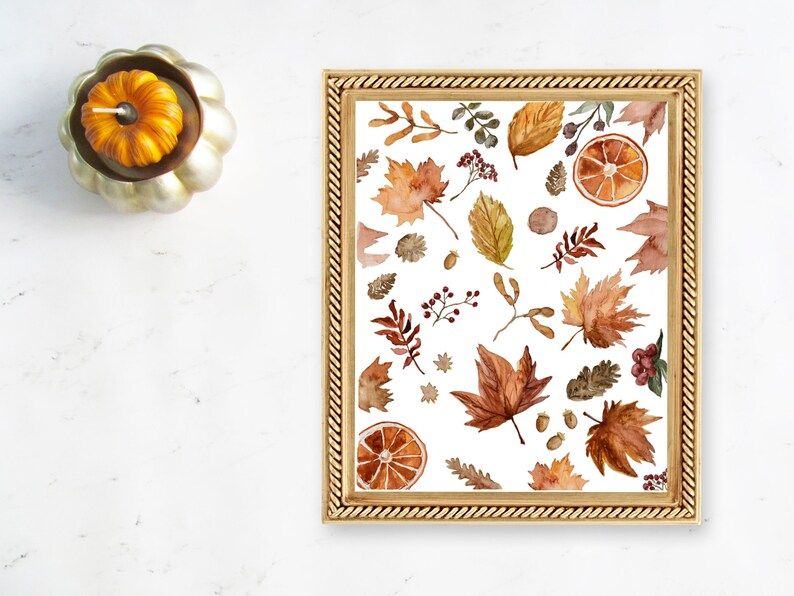 Autumn Leaves Art Print / Autumn Gifts / Halloween Wall Art / Thanksgiving / Housewarming / Botan... | Etsy (US)