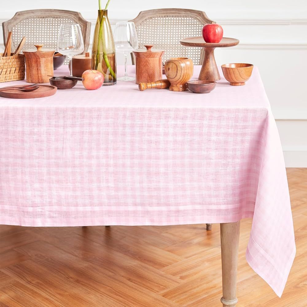 Solino Home Linen Gingham Tablecloth 60 x 108 Inch – 100% Pure European Flax Linen Gingham Chec... | Amazon (US)