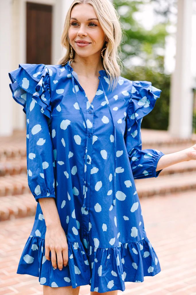Protect Your Heart Navy Blue Spotted Dress | The Mint Julep Boutique