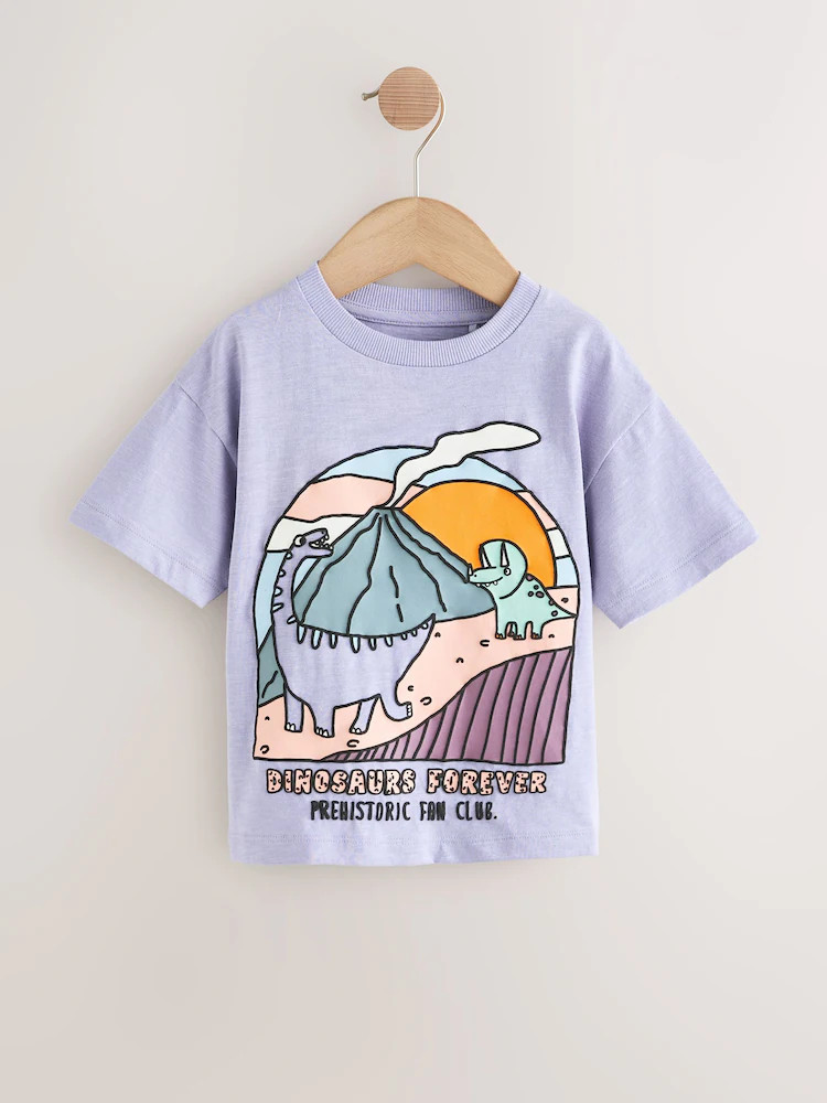 Purple Dinosaur Short Sleeve Graphic T-Shirt (3mths-7yrs) | Next US