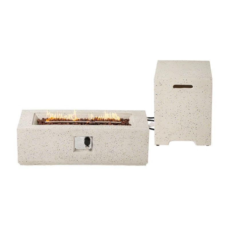 13'' H x 42'' W Concrete Propane Outdoor Fire Pit Table | Wayfair North America