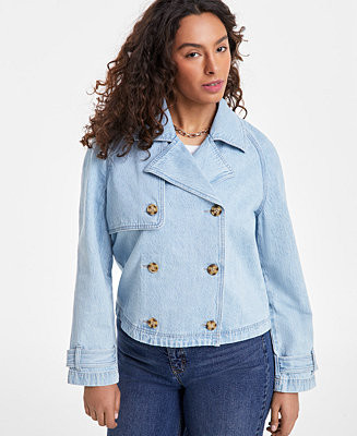 On 34th Women's Cropped Denim Trench Jacket, Exclusively at Macy's - Macy's | Macy's