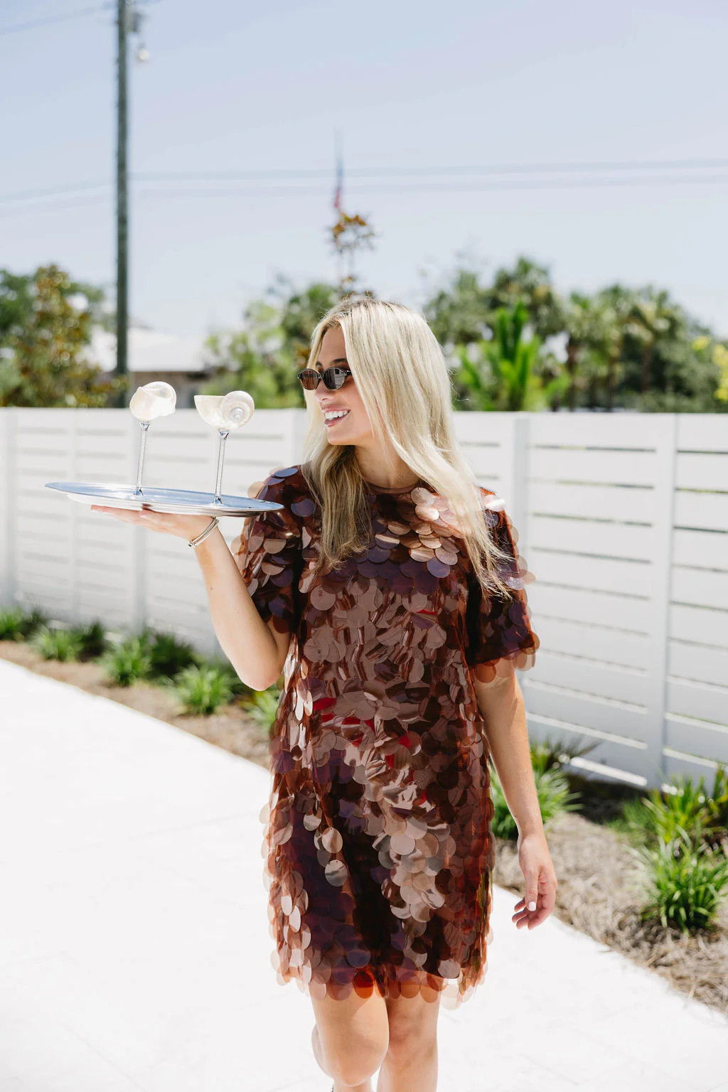 Stara Sequin Mini Dress - Chocolate | Triple Threads