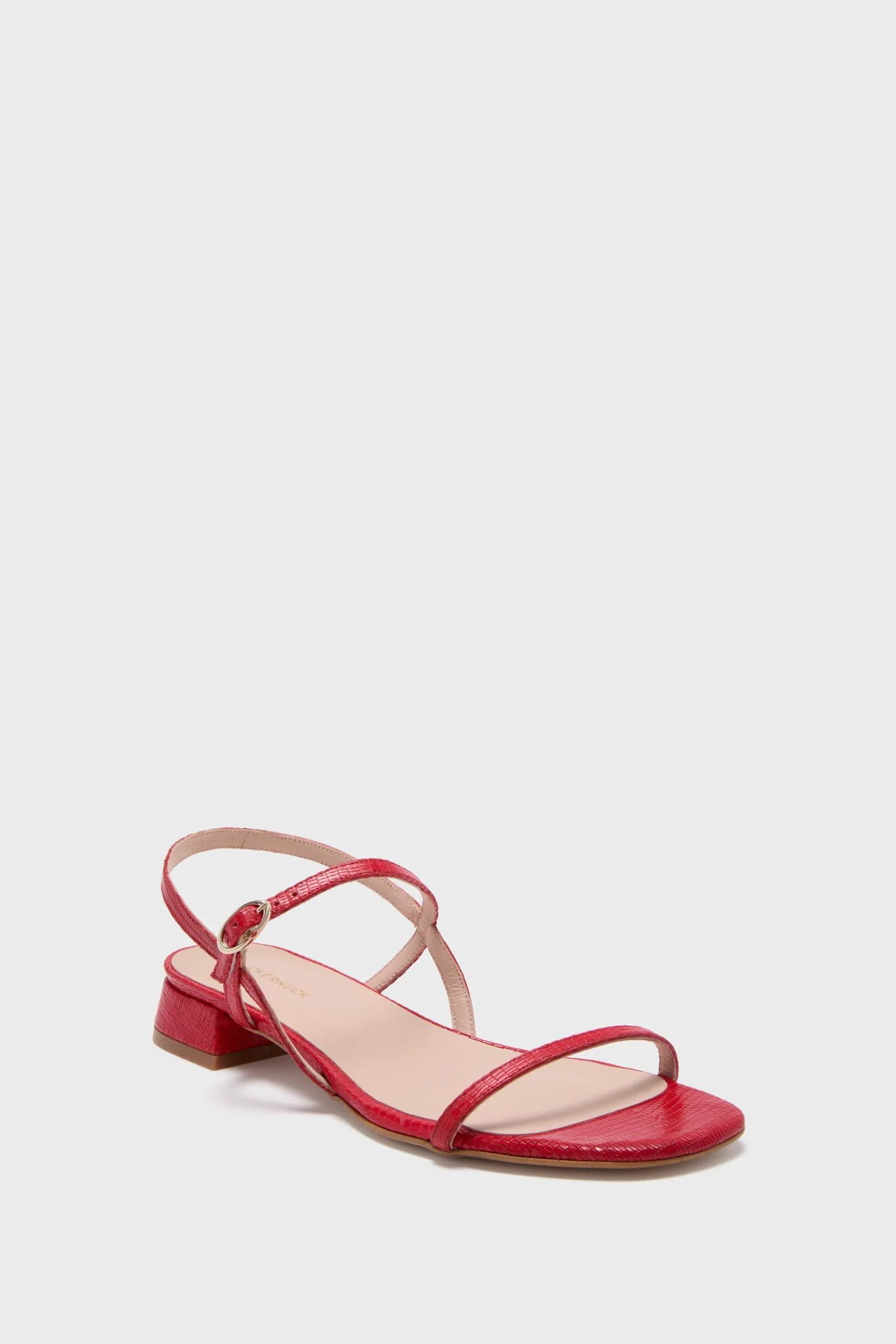 Red Embossed Leather Evelyn Sandals | Tuckernuck (US)