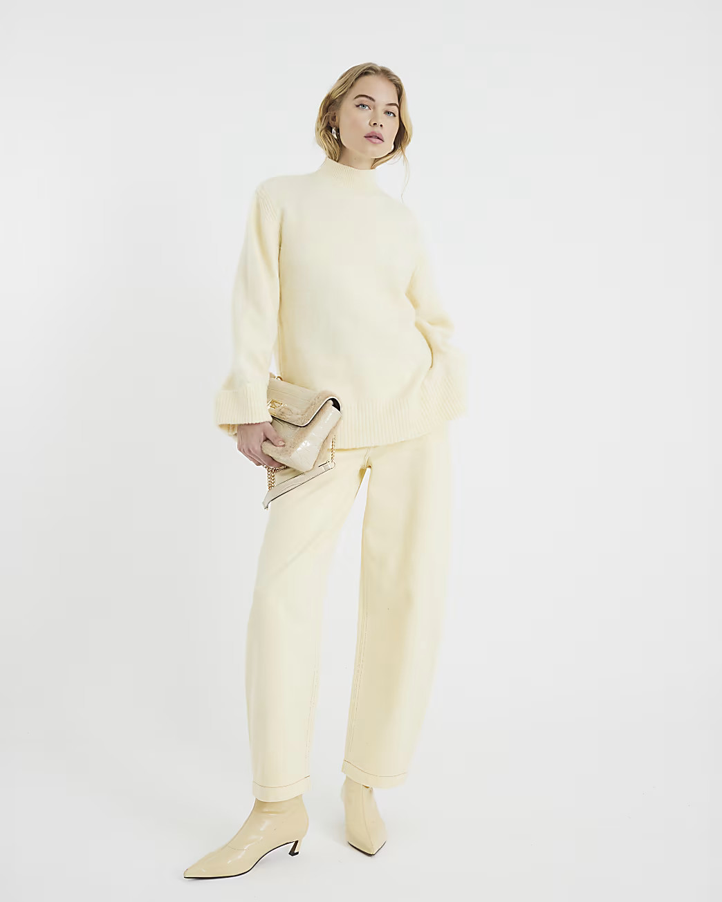 Yellow Denim Barrel Jeans | River Island UK & IE