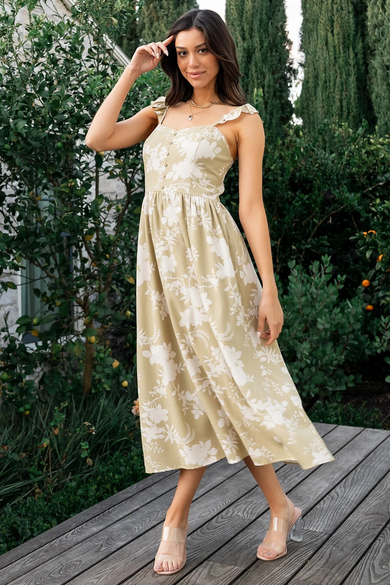 Renna Button Top Dress | Vintage Sage | Baltic Born