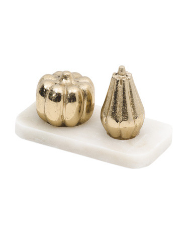 Gourd Salt And Pepper Shaker Set With Marble Tray | Kitchen & Dining Room | Marshalls | Marshalls