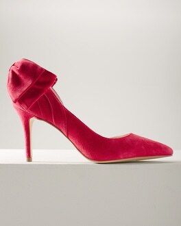 Red Suede Bow Back Pumps | White House Black Market