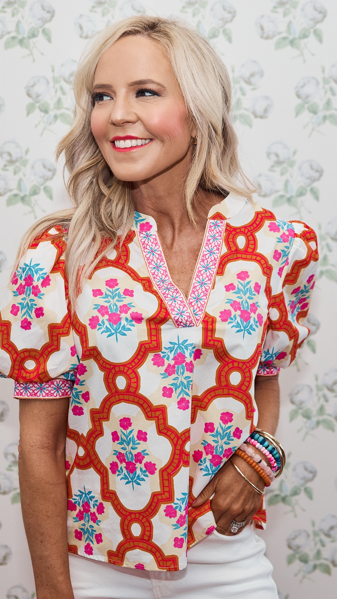 the mia top • mixed blockprint beauty in hues of spring! just $88 and wearing XS/runs TTS • 

#LTKmomlife #LTKSeasonal #LTKOver40