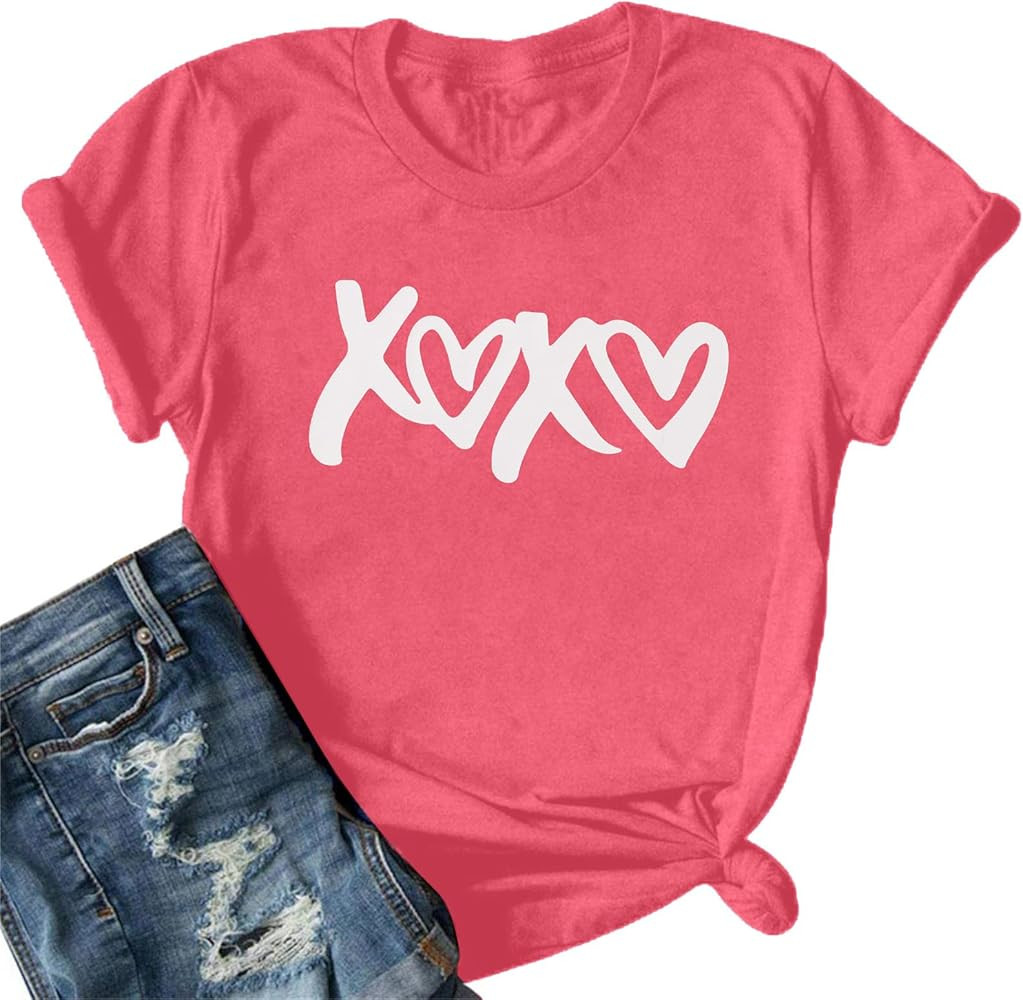 Valentines Day Shirts XOXO Shirt - Women Valentines Day Gifts Tops Valentines Day Outfit Casual H... | Amazon (US)