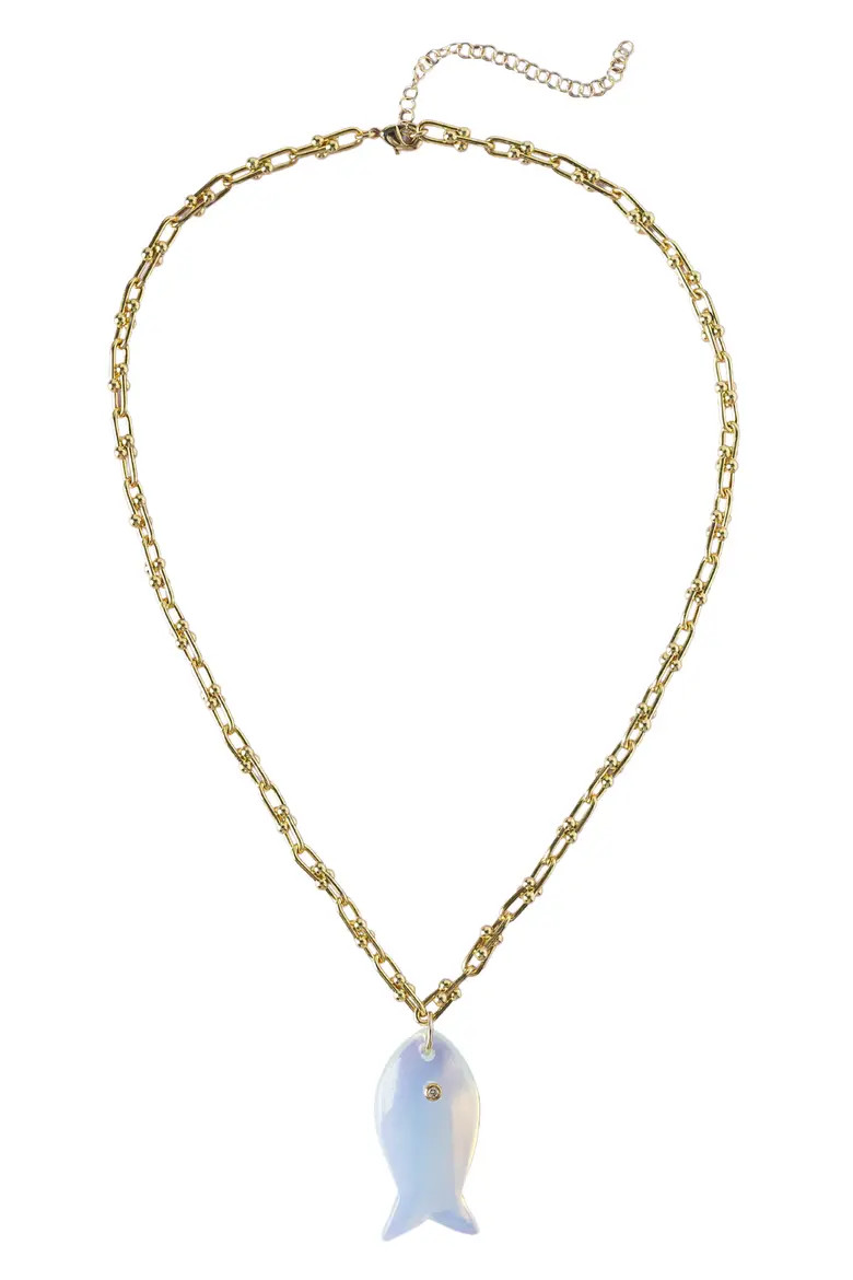 Iridescent Stone Fish Pendant Necklace (Women) | Nordstrom | Nordstrom