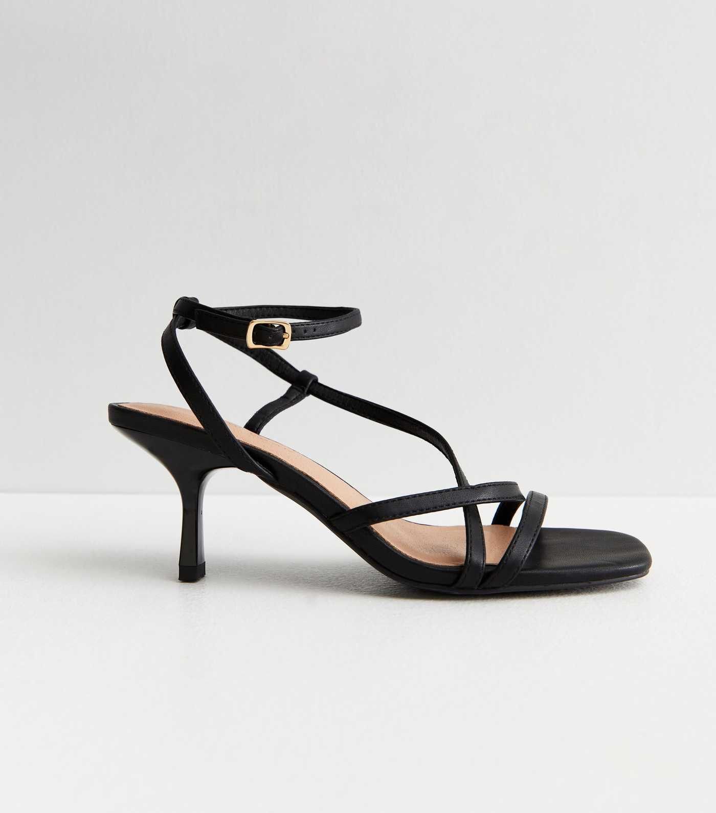 Black Leather-Look Strappy Stiletto Kitten Heel Sandals
						
						Add to Saved Items
						Rem... | New Look (UK)