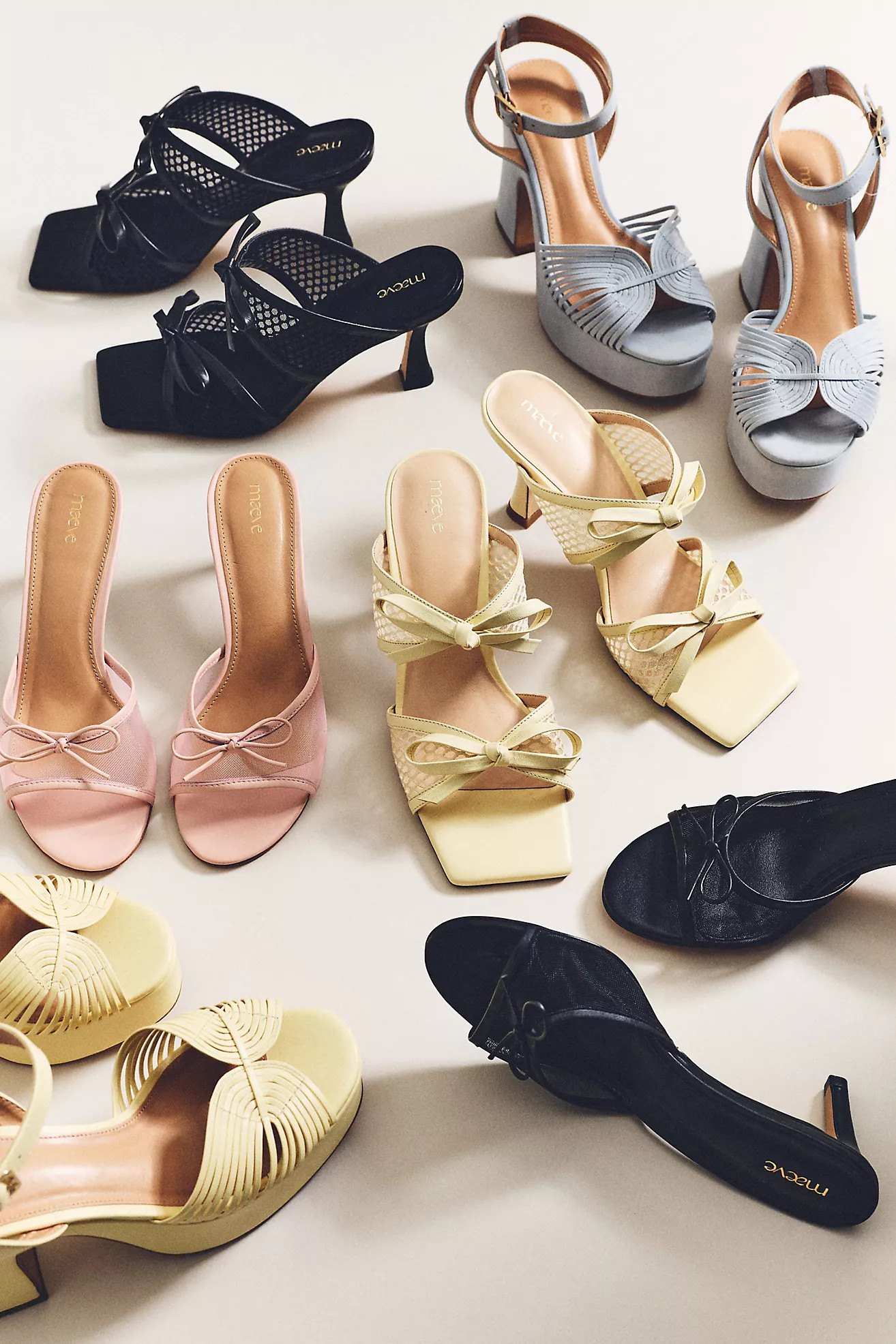 Maeve Mesh Double-Bow Open-Toe Heels | Anthropologie (US)