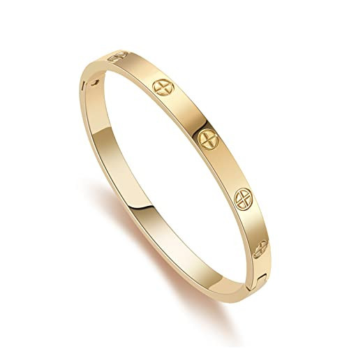 RIMRIVA Gold Bracelets for Women Trendy Cross Love Bangle Stack Stainless Steel Jewelry Anniversary Graduation Her Birthday Wedding Christmas Gifts for Women Wife Mom Friend Stocking Stuffers | Amazon (US)