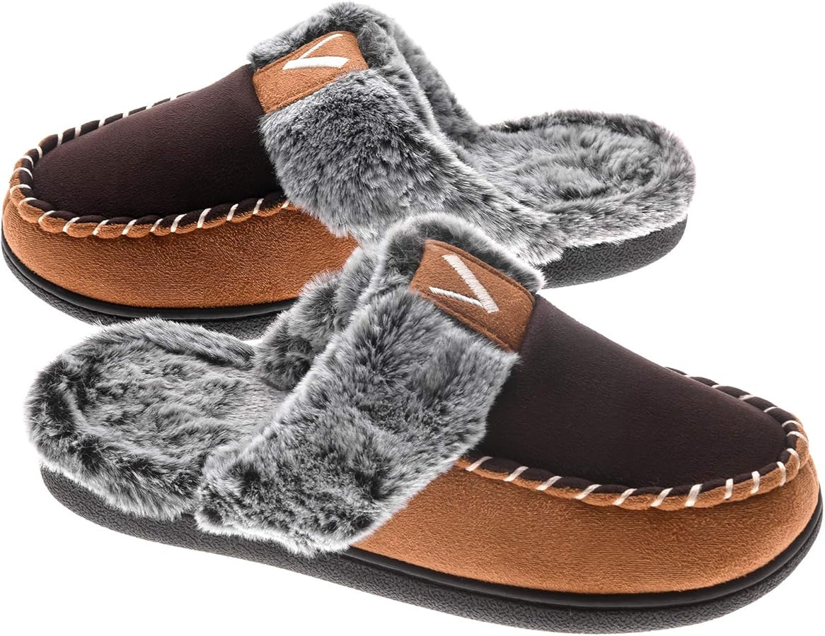 VONMAY Women's Memory Foam Slippers Moccasin Slip-on Scuff House Shoes Fuzzy Faux Fur Lining Indo... | Amazon (US)