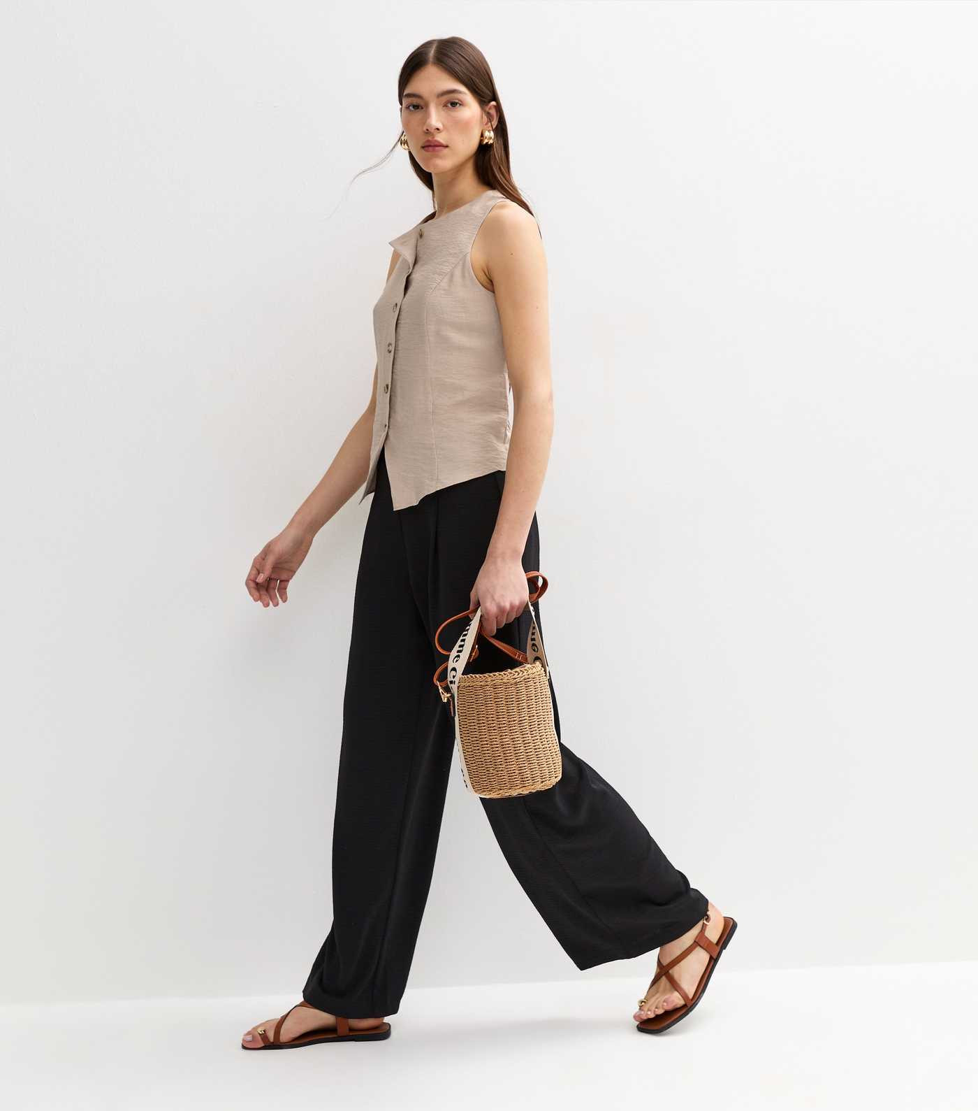 Stone Sleeveless Crew Neck Waistcoat | New Look | New Look (UK)