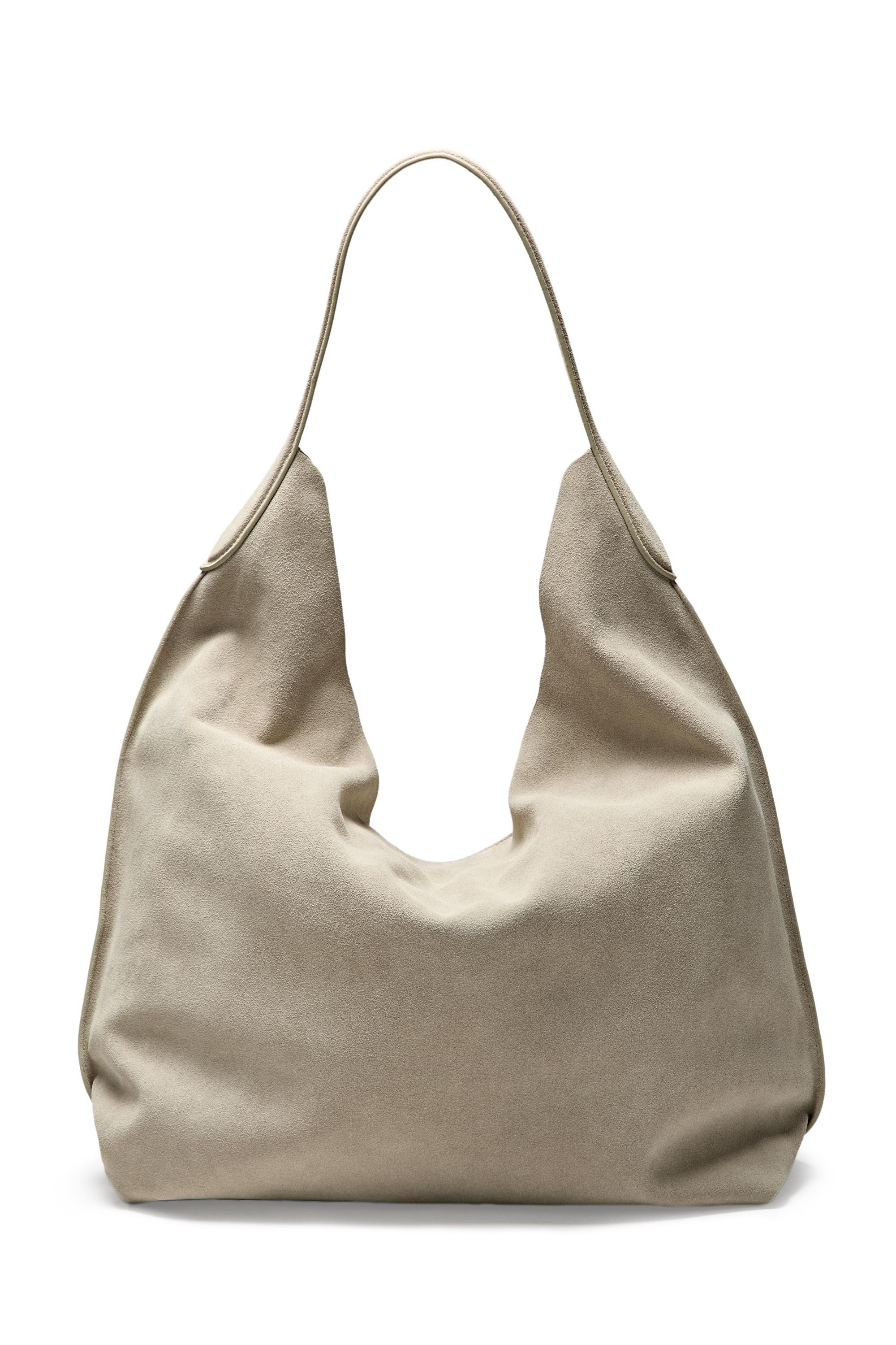 Maxi split suede leather shoulder bag | Massimo Dutti UK