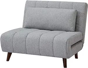 GIA Tri-Fold Convertible Polyester Stripe Sofa Bed Chair with Removable Pillow and Legs, Light Gr... | Amazon (US)