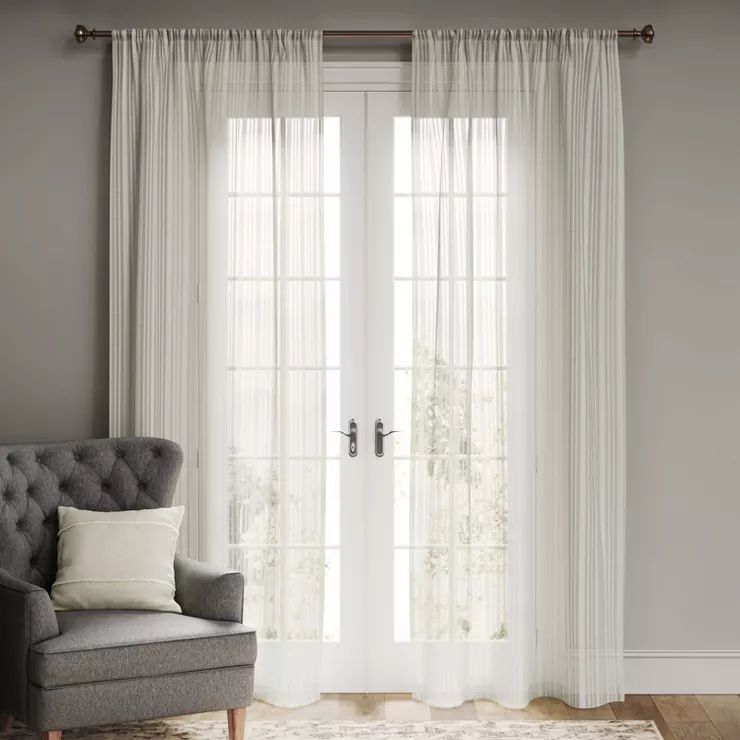 1pc 54"x84" Sheer Leno Weave Curtain Panel Ivory - Threshold™ | Target
