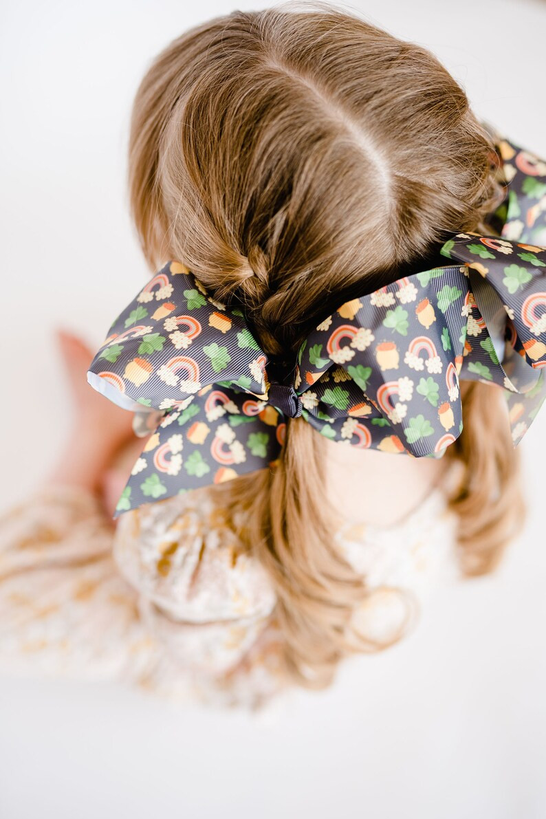 Pot of Gold St Patricks Day 7" Grosgrain Bow Hair Clip, St Patricks Day Hair Clip, Shamrock Hair ... | Etsy (US)