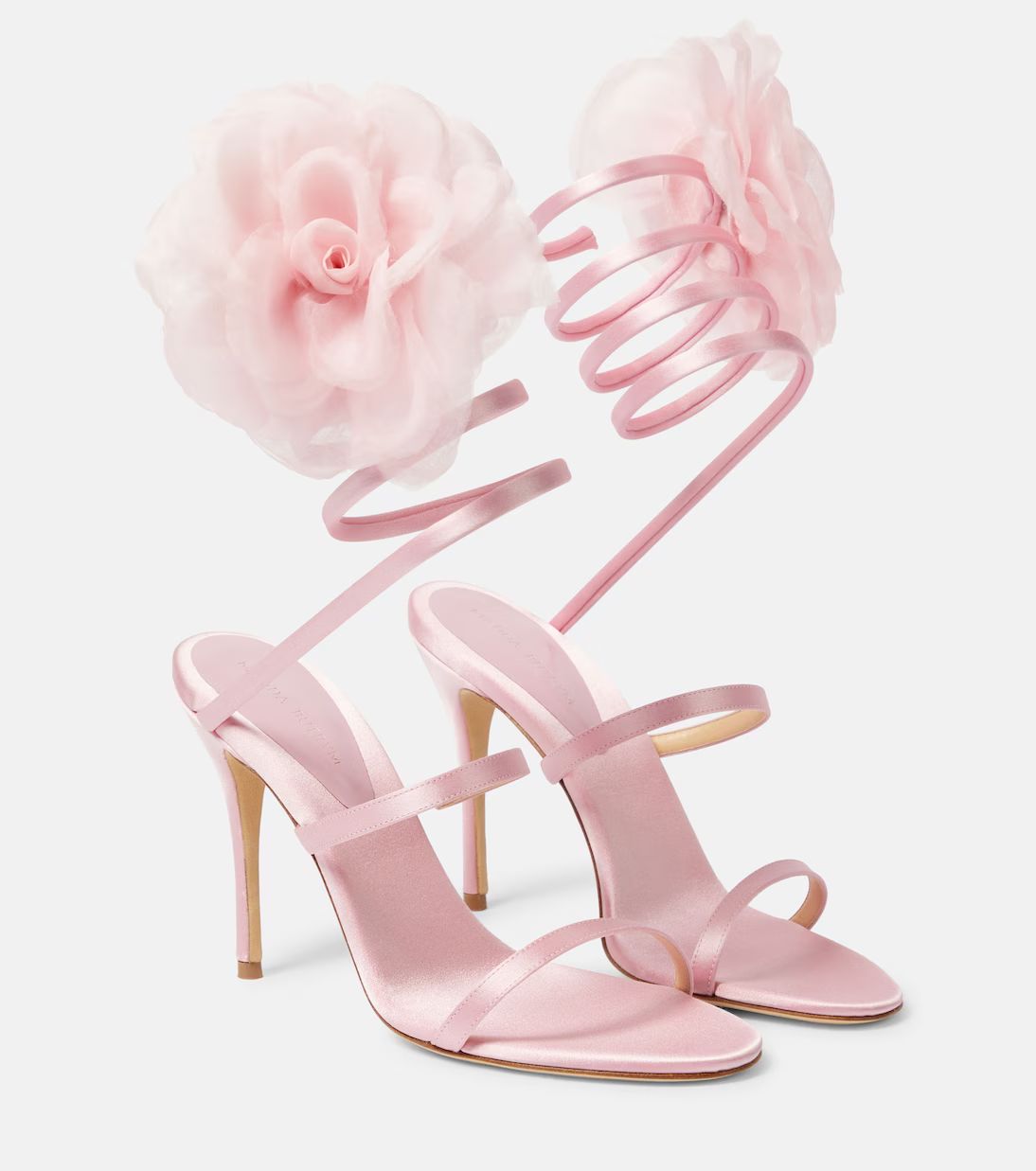 Floral-appliqué satin sandals | Mytheresa (US/CA)