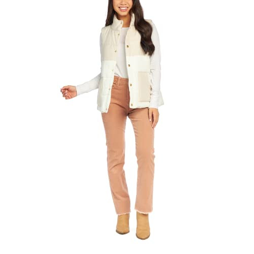 Mud Pie Gage Colorblock Womens Puffer Vest, Cream, Small | Amazon (US)