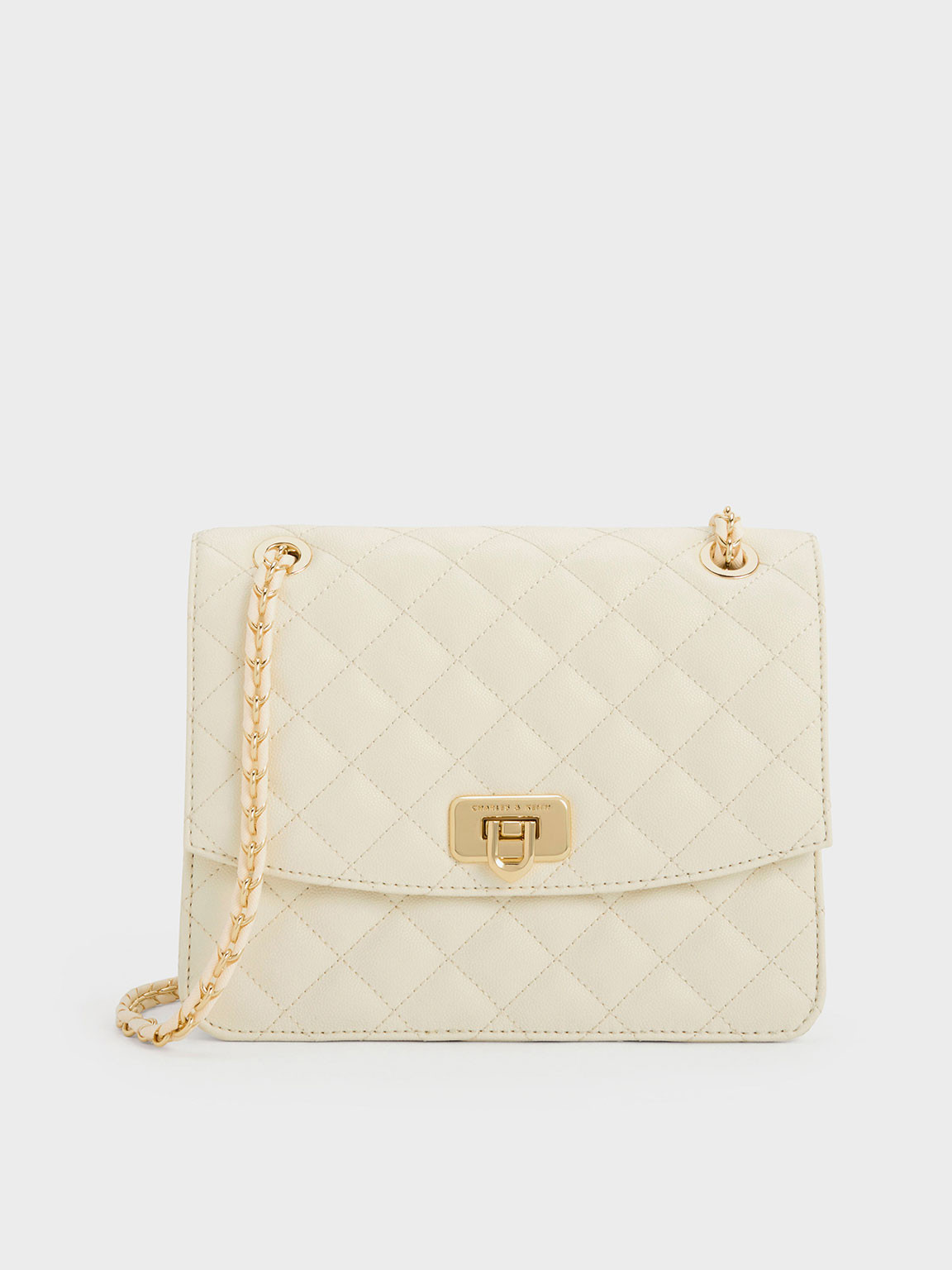 Cream Cressida Quilted Chain Strap Bag | CHARLES & KEITH UK | Charles & Keith UK