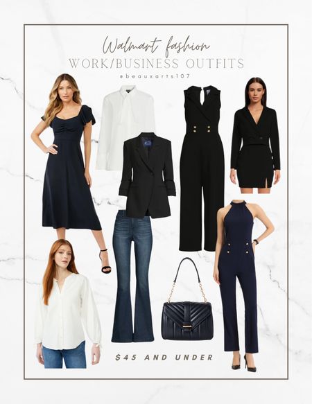 Women’s fashion for work/business meetings $45 and under! 

@walmartfashion #WalmartFashion #WalmartPartner 

Jumpsuit, blazer, button down blouse, dress, suit, and more

#LTKstyletip #LTKworkwear #LTKunder50 #LTKFind