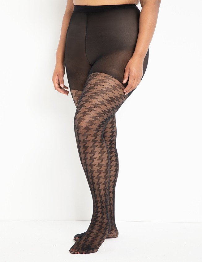 Houndstooth Tights | Women's Plus Size Accessories | ELOQUII | Eloquii