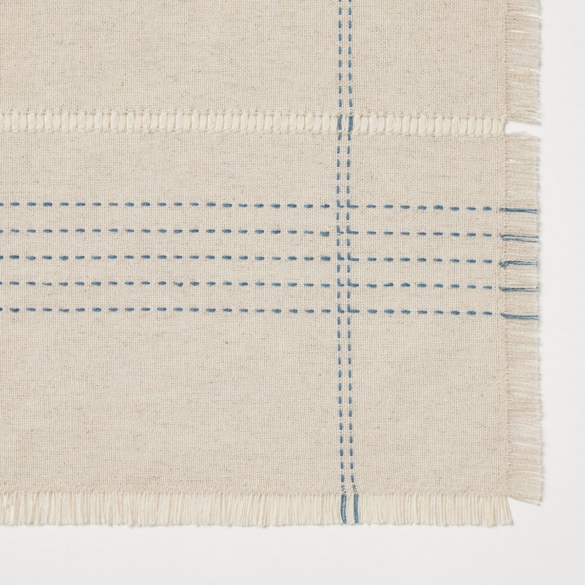 20"x90" Natural Leno Weave Table Runner with Blue Accent - Threshold™ designed with Studio McGe... | Target