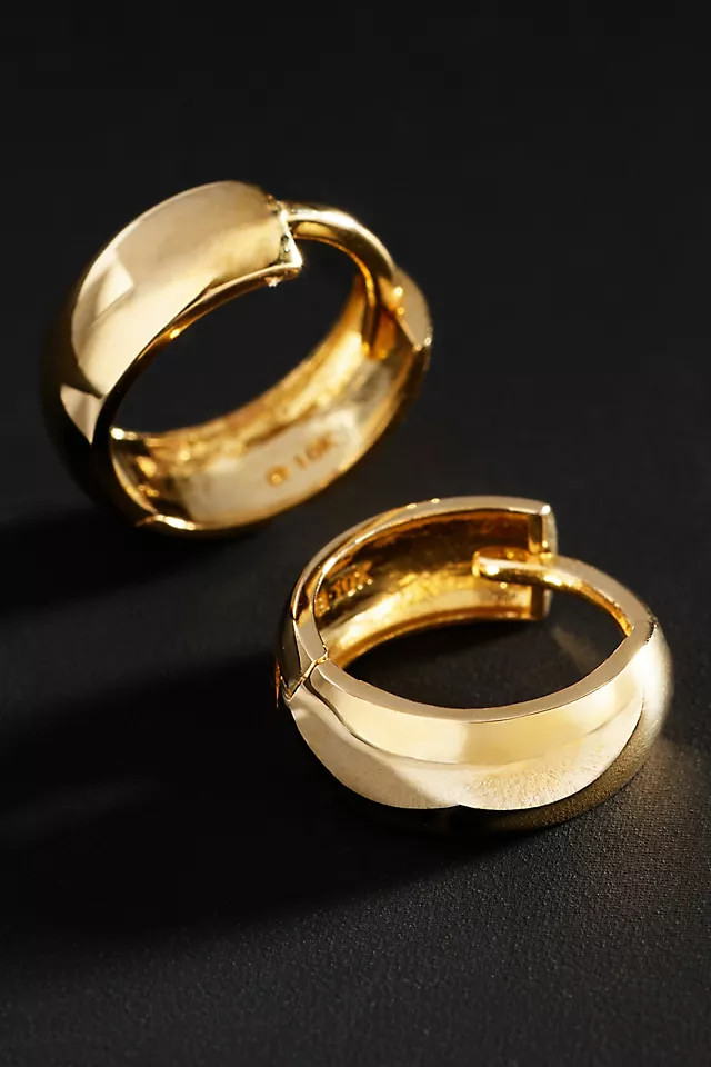 Solid Yellow Gold Bold Huggie Hoops | Anthropologie (US)