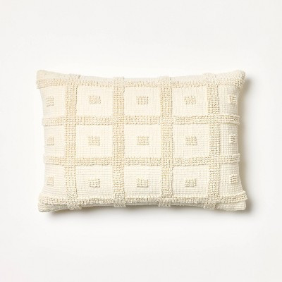 Tufted Geo Lumbar Throw Pillow Cream: Rectangle, Cotton, Indoor - Threshold™ designed with Studio McGee | Target