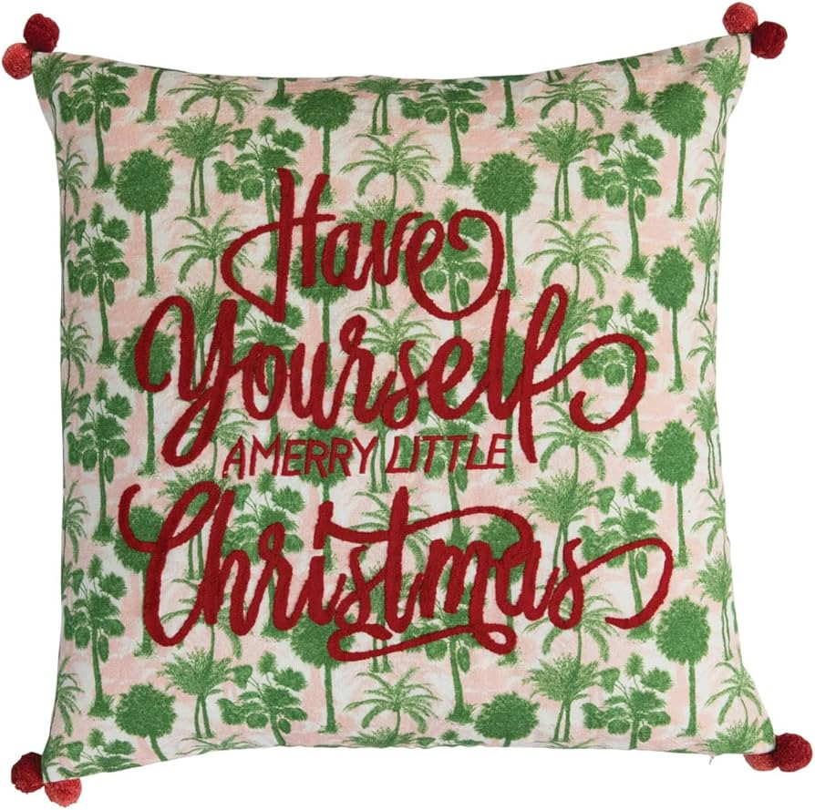 Creative Co-Op Square "Have Yourself a Merry Little Christmas" Embroidered Pillow | Amazon (US)