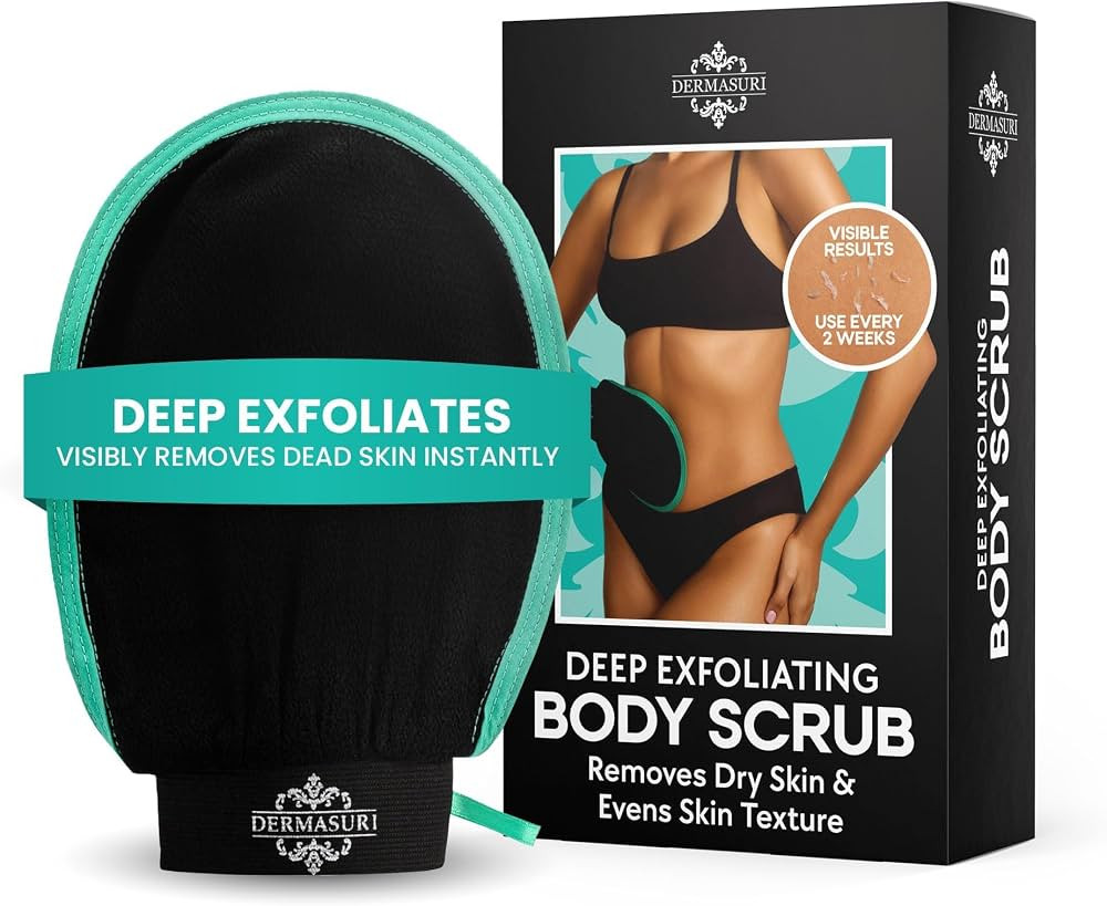 Dermasuri Exfoliating Body Scrubber Glove, Exfoliating Glove, Black (1 Pk) | Amazon (US)